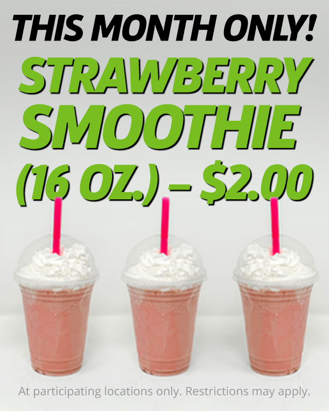 16 oz Strawberry Smoothie $2